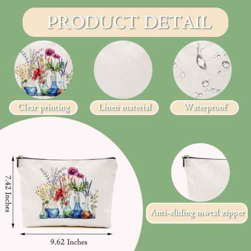 Science Teacher Gifts Floral Makeup Bag Chemistry Gifts Cosmetic Bag for Christmas Thanksgiving Birthday Appreciation Friendship Gifts Science Gifts for Women Friend Sister Coworker Toiletry Bag