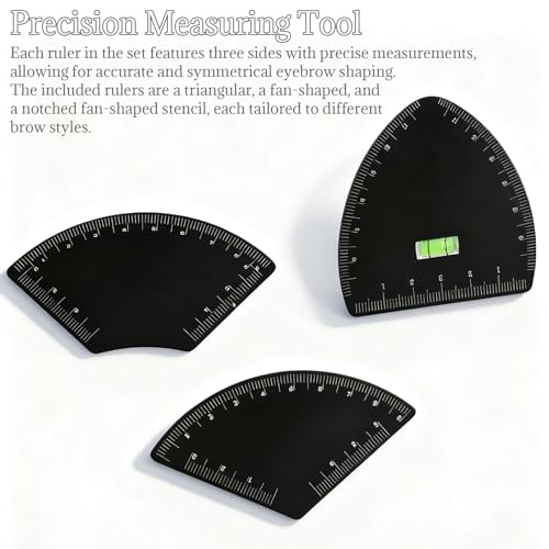 3pcs Eyebrow Stencils for Shaping - Fast Drawing Eyebrow Design Ruler, Reusable Double-Sided Brow Mapping Kit for Women Beginner, Microblading and Tattoo Supplies