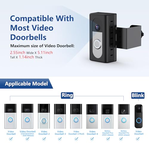 KIMILAR Anti-Theft Video Doorbell Mount Compatible with Ring/Blink Wireless Video Doorbell, Adjustable Mounting Bracket Accessories for Houses, Apartments, Businesses, No Need to Drill