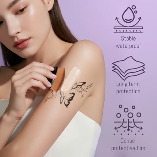 Waterproof Body Makeup with Brush & Puff - Full Coverage for Tattoos & Scars