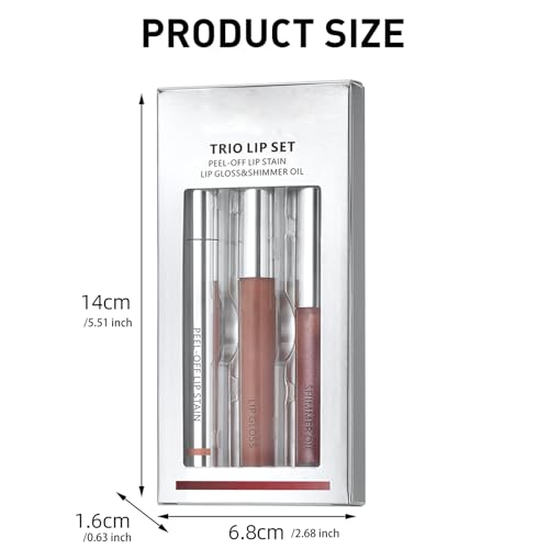 Lip Stain & Gloss Set - Waterproof Peel Off Lip Tint Kit
