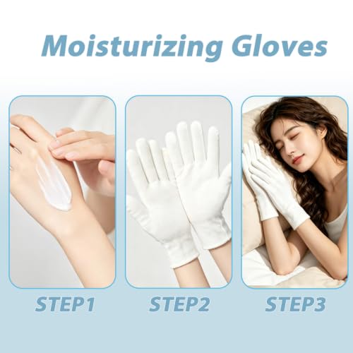 White Cotton Moisturizing Gloves for Dry Hands & Eczema - 15 Pairs