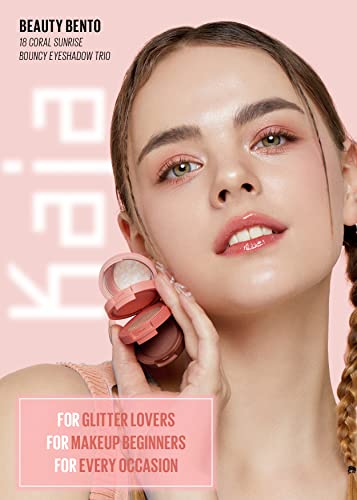 KAJA Beauty Bento Collection | Mosaic chrome + Shimmer + Matte | 18 Coral Sunrise - Coral Peach | 2019 Best of Beauty Award in Glitter-Pressed Category