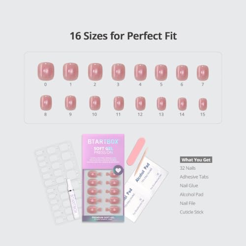 BTArtbox Sparkle Together Press On Nails - Super Short Squoval Kit, 32 Nails