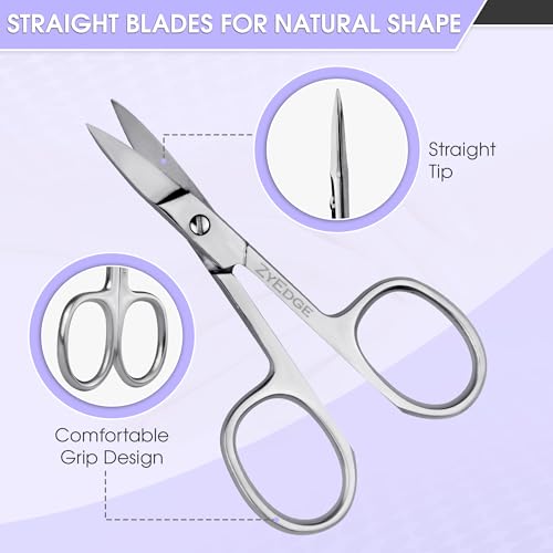 Straight Nail Scissors for men and women-Manicure Pedicure Scissors for Facial Hairs, Eyebrow, Mustache, Nose Hair, Toenail & Fingernail