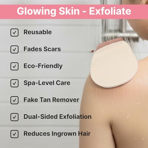 Vegan Silk Exfoliating Gloves Set (2 Pack) ? Korean Spa Body Scrubber Mitt for Dead Skin & Ingrown Hair | Gift for Smooth Glowing Skin