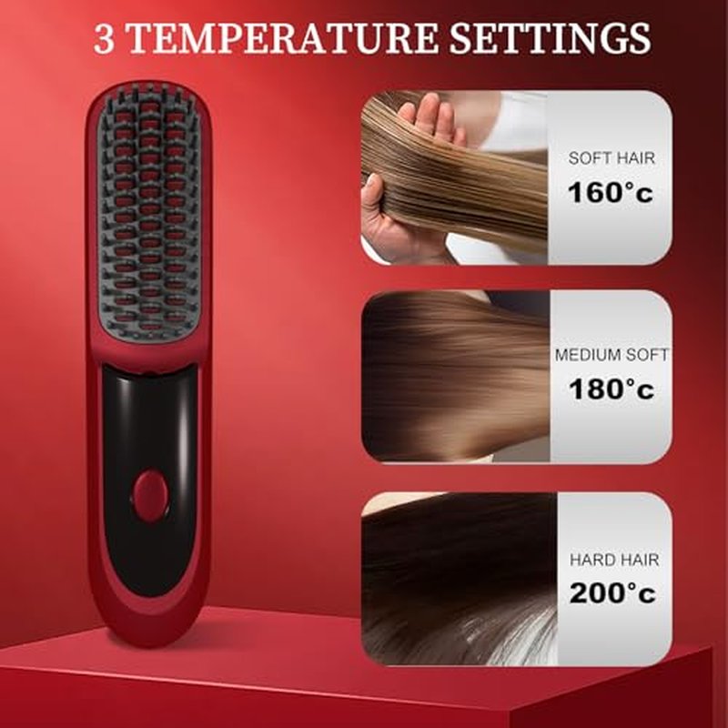 KNISUZ Go Brush Pro Mini Straightener Brush for Short Hair, Travel-Ready with LCD Display