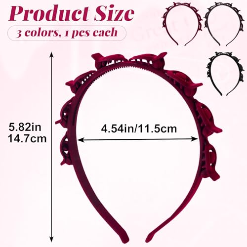 YALOJE 3 Pcs Non-Slip Headbands with Clips for Women - 90s Style Butterfly Hair Accessories