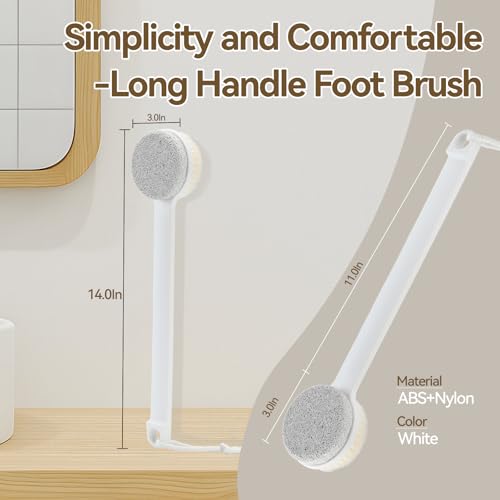Long Handle 2-in-1 Pumice Stone & Foot Scrub Brush for Callus Removal