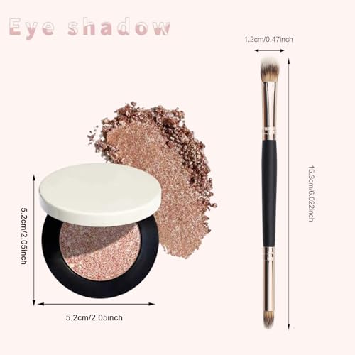 Metallic Eyeshadow with Brush - Long-Wear Shimmer Makeup