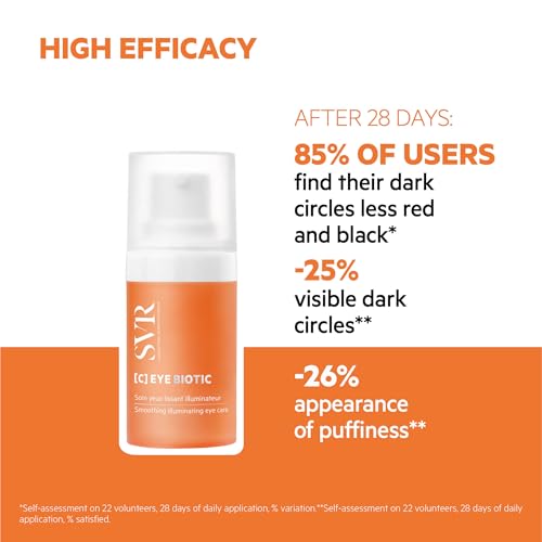 SVR C Biotic Eye Contour Cream. 5% Vitamin C Moisturizer for Puffiness, Dark Circles, Brightening & Even Skin Tone. Vegan, Made in France, 1 Fl. Oz.
