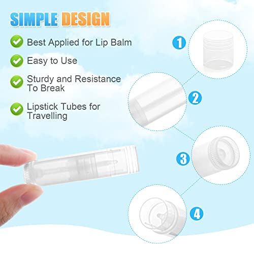 50 Pcs 5.5g Twist-up Lip Balm Tubes,Empty Plastic Lip Gloss Balm Containers Rotatable Deodorant Containers for DIY Homemade Lipsticks, Chapsticks and Homemade Solid Perfume,Clear