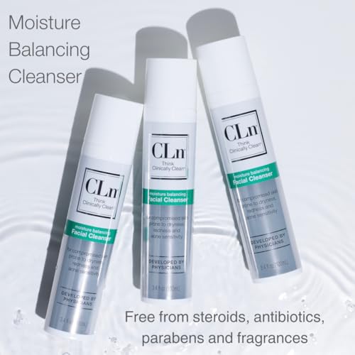 CLn¢ç Facial Cleanser - Hydrating Facial Cleanser with Glycerin, For Skin Prone to Dryness, Eczema, Redness, Irritation & Acne Sensitivity, Fragrance-Free & Paraben-Free, 3.4 fl. oz. (Pack of 2)
