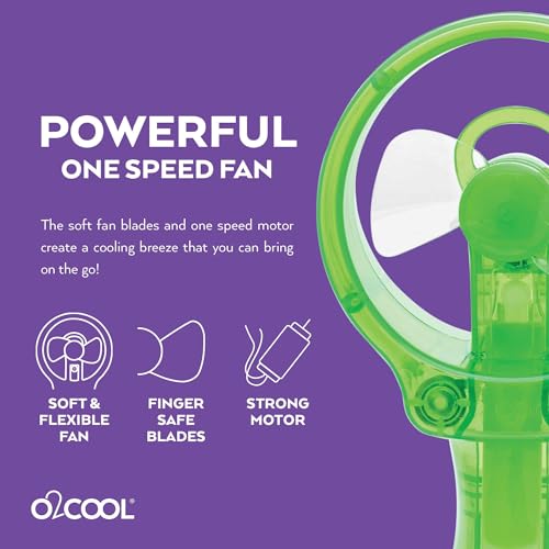 O2COOL Deluxe Handheld Battery Powered Water Misting Fan (Green)