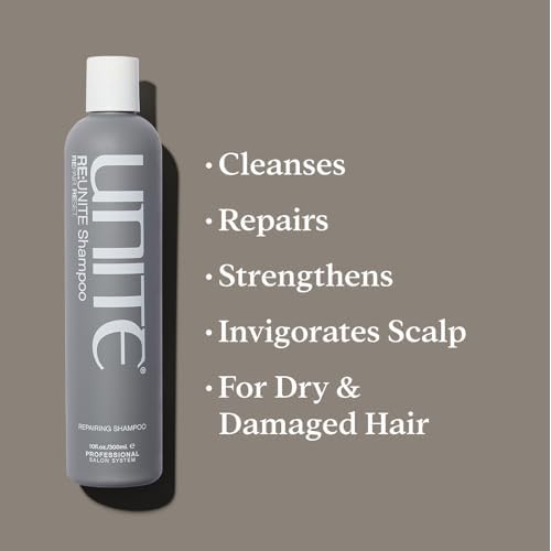 UNITE Hair - RE:UNITE Shampoo - Reparative Shampoo That Removes Buildup, Strengthens, and Restores pH Balance - Ideal for Dry or Damaged Hair, 10 Fl Oz