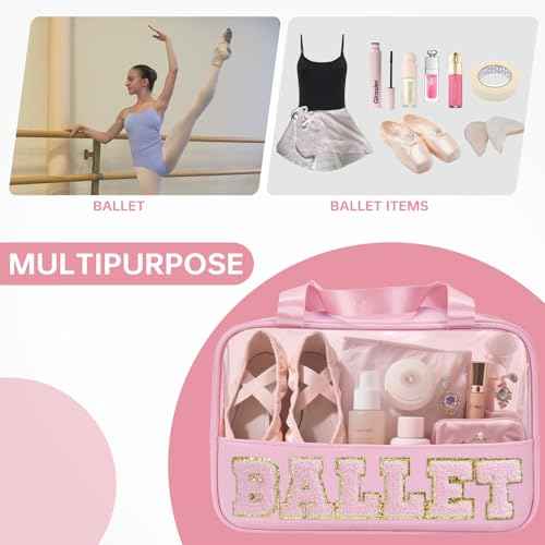 Ballet Bag Preppy Stuff Ballet Gifts Chenille Letter Bags Makeup Cosmetic Bags ballet bags for girls 4-6 Waterproof Organizer Storage Case Gifts for Team Girls Women (STB-FS-BALLET, STB-FS-BALLET)