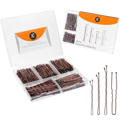 300 Pack Brown Bobby Pins Set by Luxurecourt, 3 Assorted Sizes of Large and Small Premium Bobby Pins + Regular Size U Shaped Hair Pins for Buns, Updo Style - Nonslip with Rounded Ends.