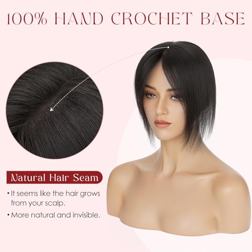 Human Hair Topper with Bangs for Thinning Hair | Clip-In