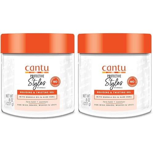 Cantu Protective Styles by Angela Braiding & Twisting Gel with Marula Oil & Aloe Vera, 8 Ounce (Pack of 2)