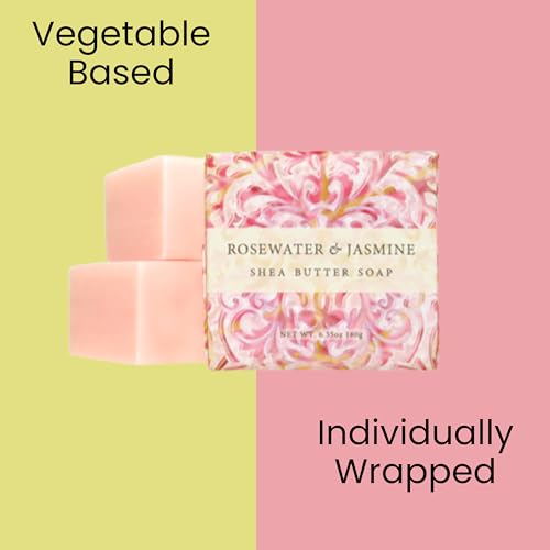 Greenwich Bay Mini Botanical Soap Bars ? 12 Pack 1.9 oz Each ? Individually Wrapped Guest Soaps for Airbnb, Spa, Travel, Bath ? Travel Size Bar Soap Set, Rosewater