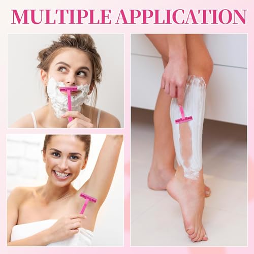 30 Count Women's Disposable Razors, Twin Blade Shaving Razor Pink Stainless Steel Women's Disposable Razors for Men Women Camping Traveling Home