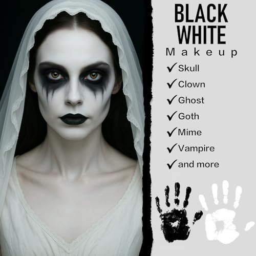 BOBISUKA Black White Face Paint Kit with Brushes