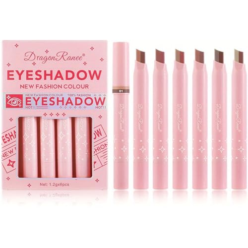 6-Piece Glitter Eyeshadow Stick Set - Waterproof Two-Color Gradient