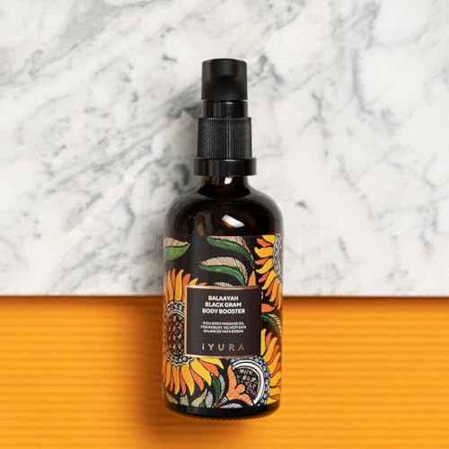 iYURA Balaayah Black Gram Body Booster | Natural Body Oil for Crepey, Mature Skin | Firms the look of Sagging Skin on the Arms & Legs | Long-Lasting Intense Moisturization | 3.38 fl oz (100 ml)