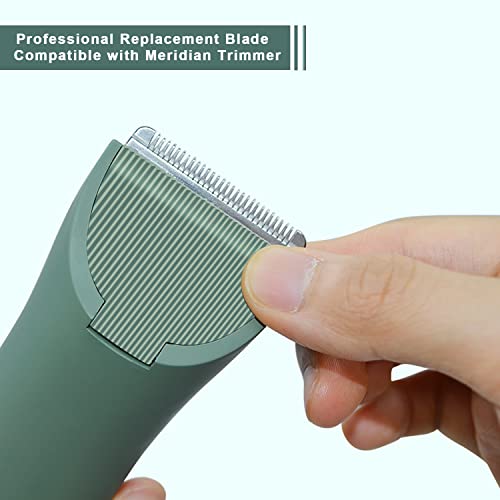 Audoc 2pcs Replacement Blades for Meridian Trimmer,Hygienic Ceramic Hair Replacement Blades for Meridian Body Trimmer (Onyx & Sage),Green
