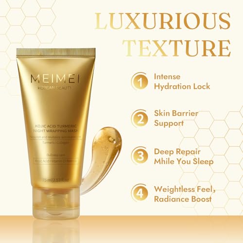 Meimei Korean Beauty Turmeric Wrapping Mask With Vitamin C | Hydrating Peel-Off Face Mask For Brightening, Even Skin Tone & Deep Nourishing | Achieve Radiant And Firm Skin (1pc)