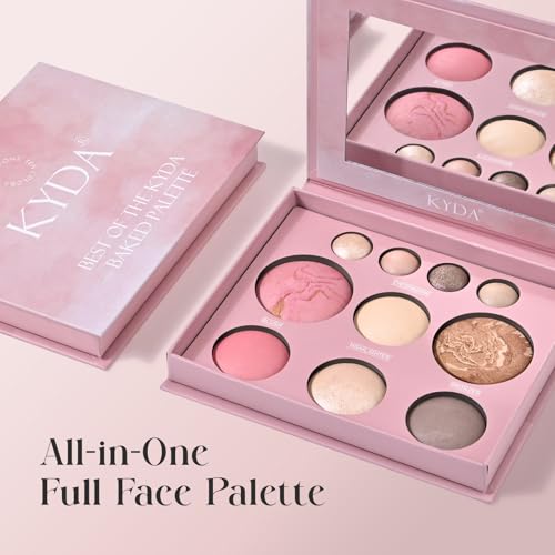 FREEORR Baked Makeup Palette - 4-in-1 Blush, Highlighter, Bronzer & Eyeshadows