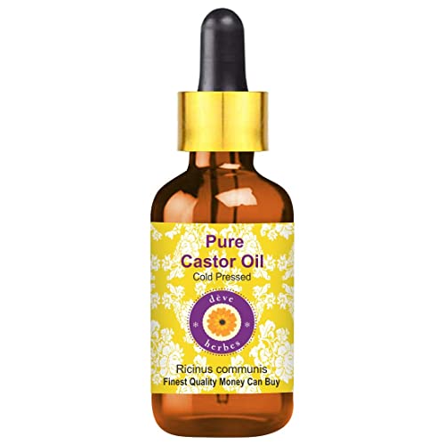 d?ve herbes Castor Oil (Ricinus communis) with Glass Dropper | Cold Pressed | Pure | Pure | Natural | For Diluting Essential oils | For Hair, Skin & Massage | Viscous | Unisex | 50ml (1.69 oz)