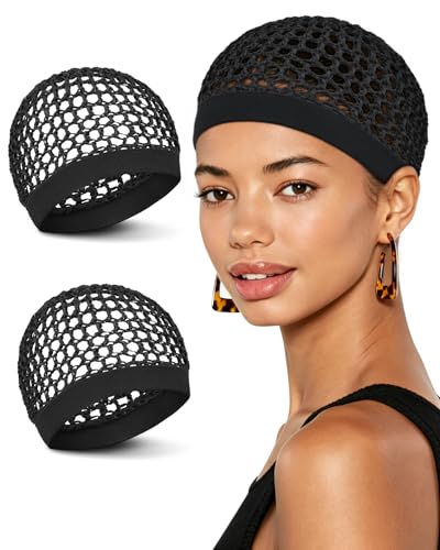 2 Pack Hair Nets for Sleeping - Silk Press Crochet Mesh Night Cap