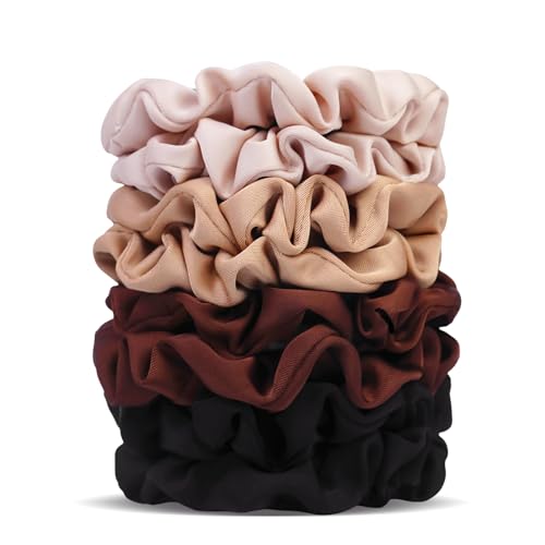 Seven Style Small-Neutral Ultra-Petite Satin Scrunchies 8PCS No Damage Hair Ties