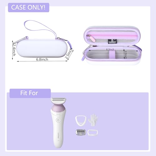 Hard Storage Case for Philips Beauty Shaver,Travel Case for Lady Electric Shaver Series 6000 (Only Case) (PU, White + Purple)