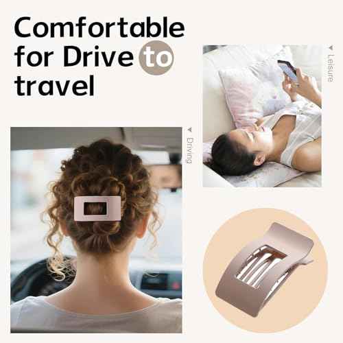 4 PCS Flat Hair Clips, Large Flat Claw Clips for Women Girls, Strong Hold French Hair Clips for Thick Thin Hair, Stylish Classic Hair Barrettes(Neutral Matte)