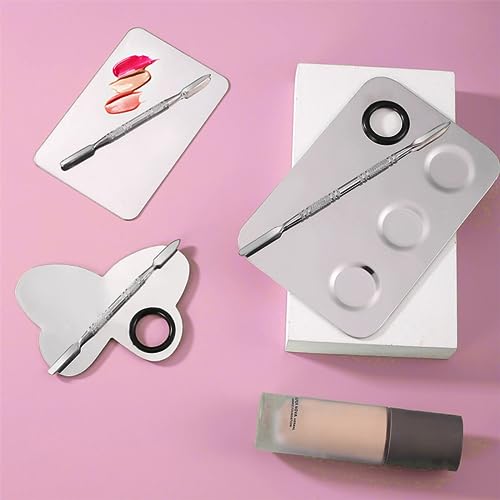 KissDate Stainless Steel Makeup Mixing Palette & Spatula