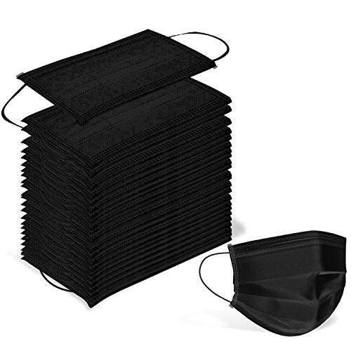 Wecolor Black Disposable Face Masks 100 PCS, 3-Ply Protection