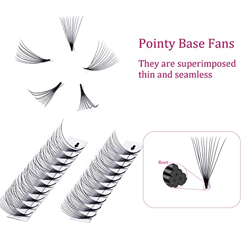 Premade Fans Eyelash Extensions 12D 0.07 D Curl Mixed Tray Premade Lash Fans Middle Stem Lashes Extension Premade Volume Fans Pro Point (12D-0.07-D, 15-20mm)