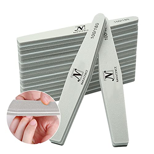 Nail Buffers Blocks Sponge Nail File and Buffer for Nail Art Care Double Sides Designed 100/180 Grit Professional Manicure Nail Tools Pack of 10Pcs Color Gray