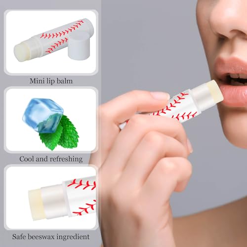 Swiffen 18 Sets Natural Bulk Lip Balm and Moisturizing Lipstick Holder Keychains Set Gift for Team Teen Girls Boy Sports Party Supply (Basketball)