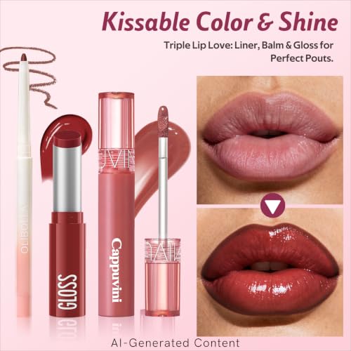 KIMUSE 3-Piece Lip Combo Set – Plumping Lip Kit with Gloss, Balm & Liner
