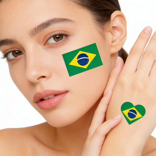 10Pcs World Cup Flag Face Tattoos - Waterproof Temporary Stickers