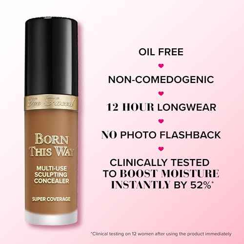 Too Faced Born This Way Super Coverage Multi-Use Concealer | Full Coverage, Non-Comedogenic, Oil Free + Long Lasting Concealer | Hyaluronic Acid, Coconut Water + Alpine Rose