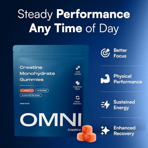 OMNI Creatine Monohydrate Gummies - 1g per Gummy, Peach Flavor