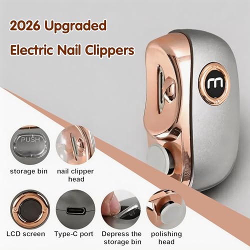 Upgraded Electric Nail Clippers for Seniors, Cordless Automatic Nail Trimmer with Adjustable Speed, Safe Electric Toenail Clippers for Fingernails and Toenails (3 Speeds - White)