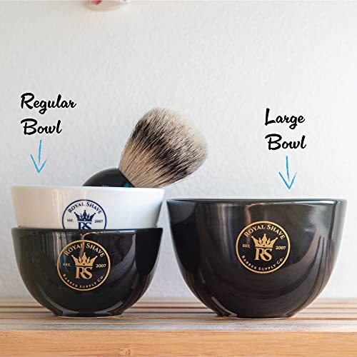 ROYAL SHAVE Ceramic Textured Shaving Bowl ? Shave Soap & Shaving Cream Dish, Textured for Rich Lather ? LARGE (Black)