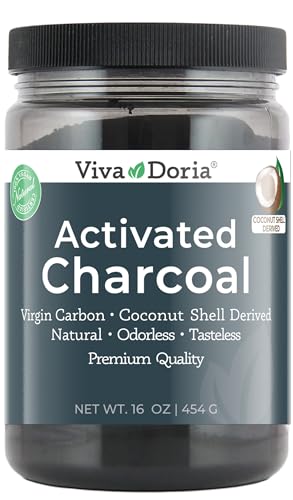 Viva Doria Activated Charcoal Powder, Coconut Shell, Food Grade, 16 oz