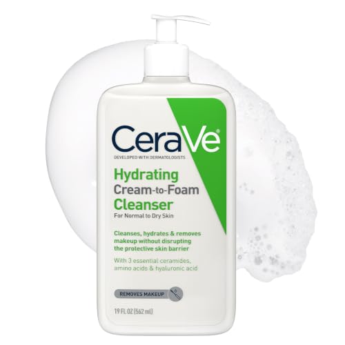 CeraVe Hydrating Cream-to-Foam Facial Cleanser 19oz - Gentle Hydrating Face Wash