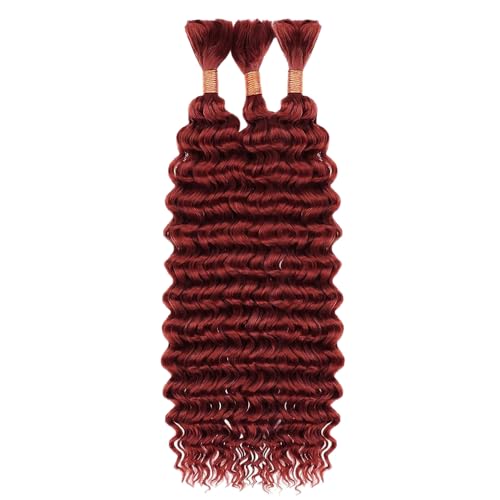 DiexrLamx B-Copper-33 34 Inch Deep Wave Human Braiding Hair Bulk Reddish Brown